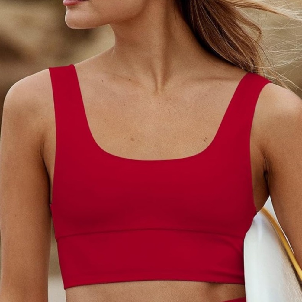 Women's Red Bikini Top Sporty Swim Top Size 12